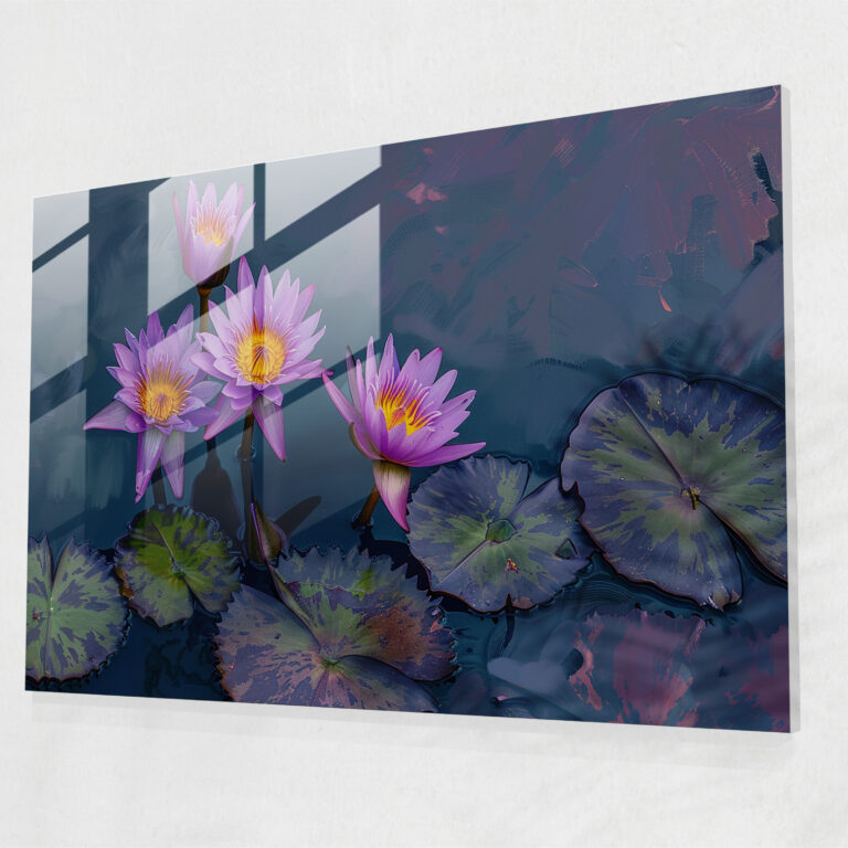 Claude Monet Glass Print - Purple Water Lilies Glass Wall Art - Claude Monet, Home Decoration, Claude Monet, Wall Decoration
