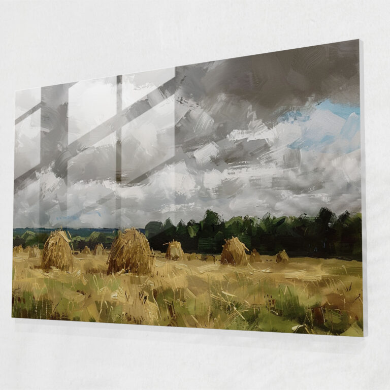 Claude Monet Glass Print - Haystacks In Field Glass Wall Art - Claude Monet, Home Decoration, Wall Decoration, Claude Monet