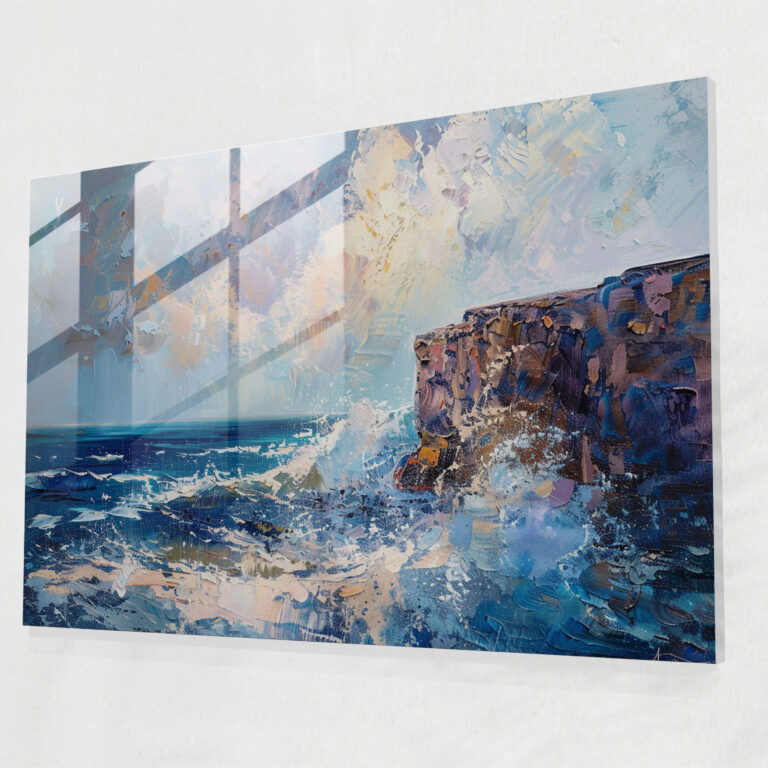 Claude Monet Glass Print - Seaside Cliff And Waves Wall Decoration - Claude Monet, Glass Print, Home Decoration, Wall Decoration