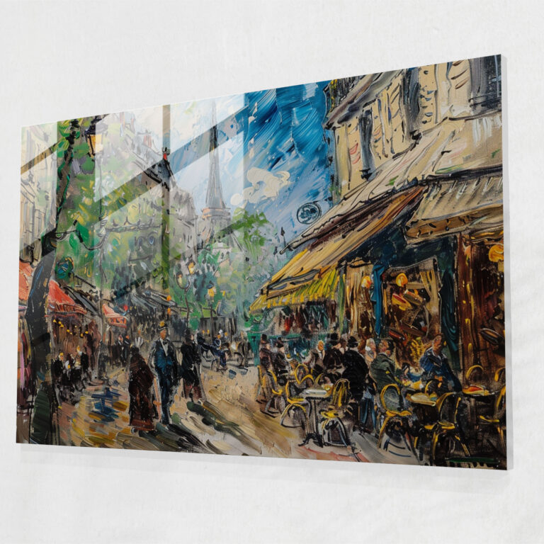 Claude Monet Glass Print - Parisian Street Cafes Glass Wall Art - Claude Monet, Home Decoration, Glass Wall Art, Claude Monet