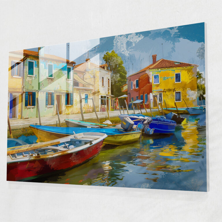 Claude Monet Glass Print - Waterfront Village And Boats Home Decoration - Claude Monet, Home Decoration, Modern Art, Wall Decoration