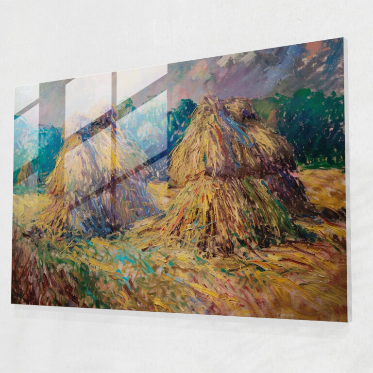 Claude Monet Haystacks Modern Art Glass Print - Claude Monet, Claude Monet, Wall Decoration, Glass Print