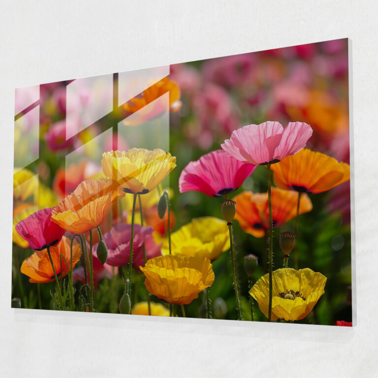 Claude Monet Glass Print Fields Of Poppies - Claude Monet, Home Decoration, Glass Print, Glass Wall Art