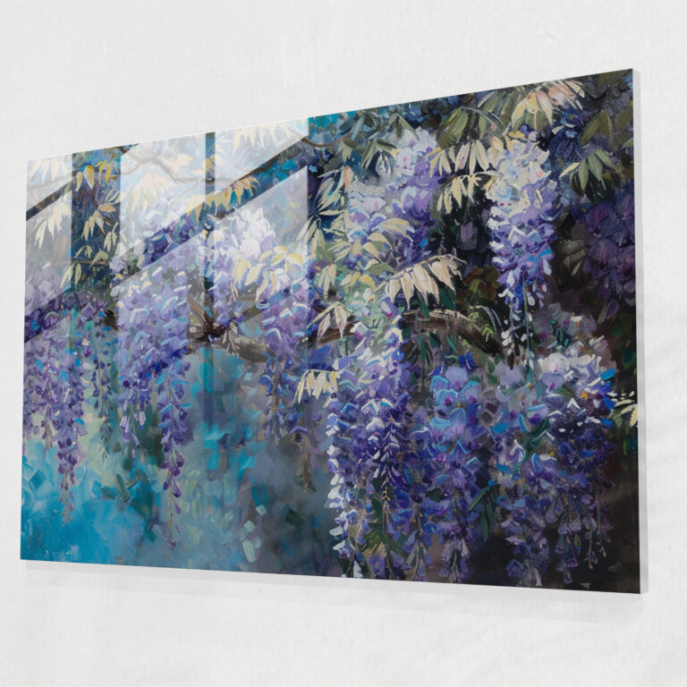Claude Monet Glass Wall Art Blooming Wisteria - Claude Monet, Glass Art, Glass Wall Art, Home Decoration