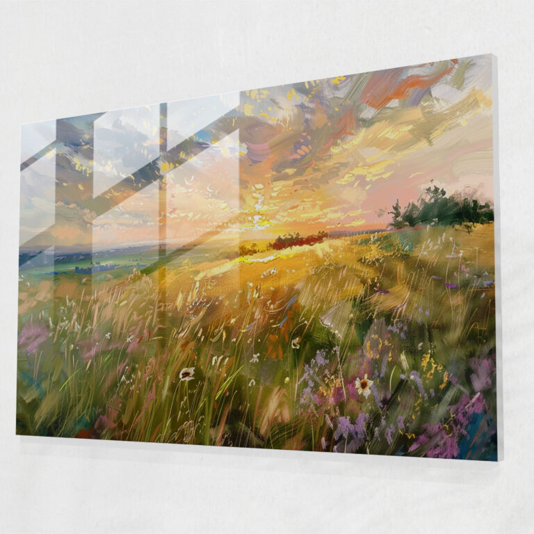 Impressionistic Landscape Sun Setting Glass Wall Art - Claude Monet, Glass Print, Home Decoration, Modern Art