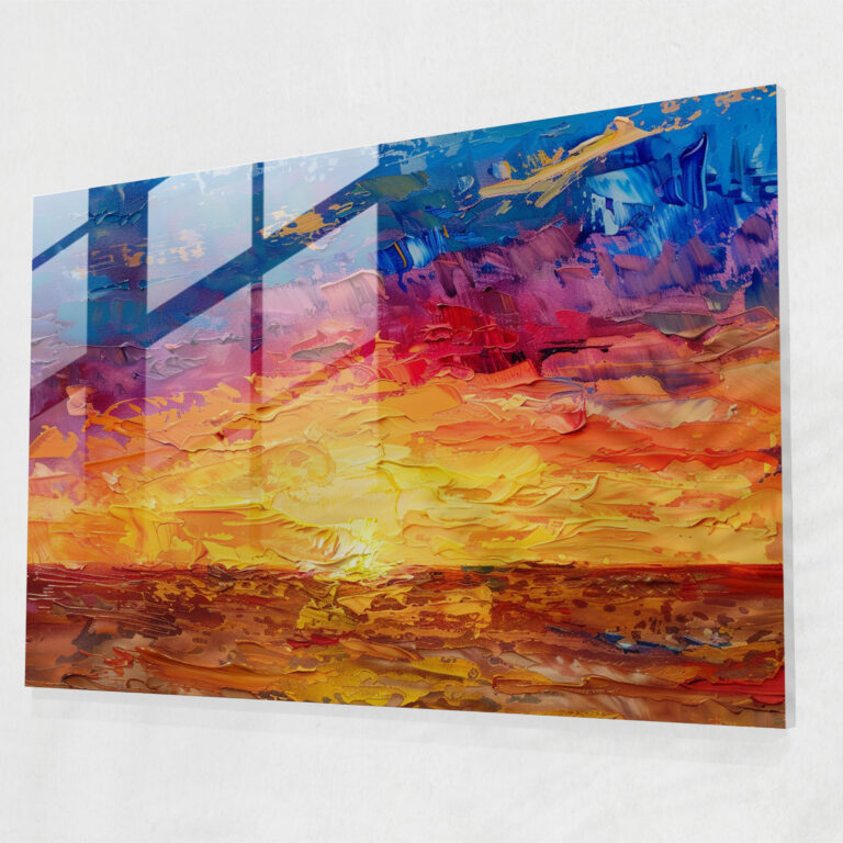 Impressionistic Sunset Warm Colors Glass Art - Claude Monet, Glass Print, Home Decoration, Wall Decoration