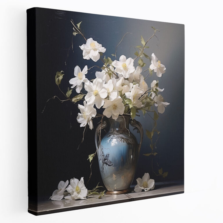Classic Canvas Print - Painting Of Vase With Delicate Flowers - Classic, Painting, Tranquility, Wall Art