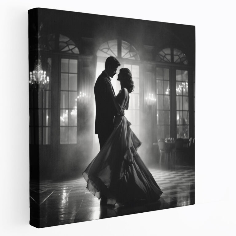 Classic Black And White Canvas Print - Couple Dancing In Ballroom - Classic, Vintage, Wall Art, Canvas Print