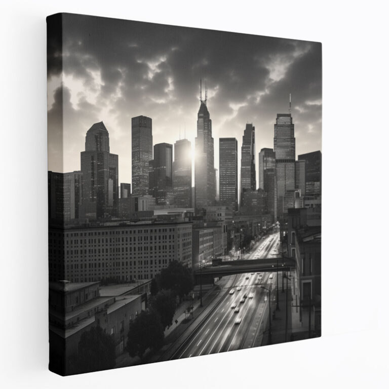 Classic Black And White Wall Art - City Skyline At Dusk - Classic, Wall Decoration, Canvas, Classic