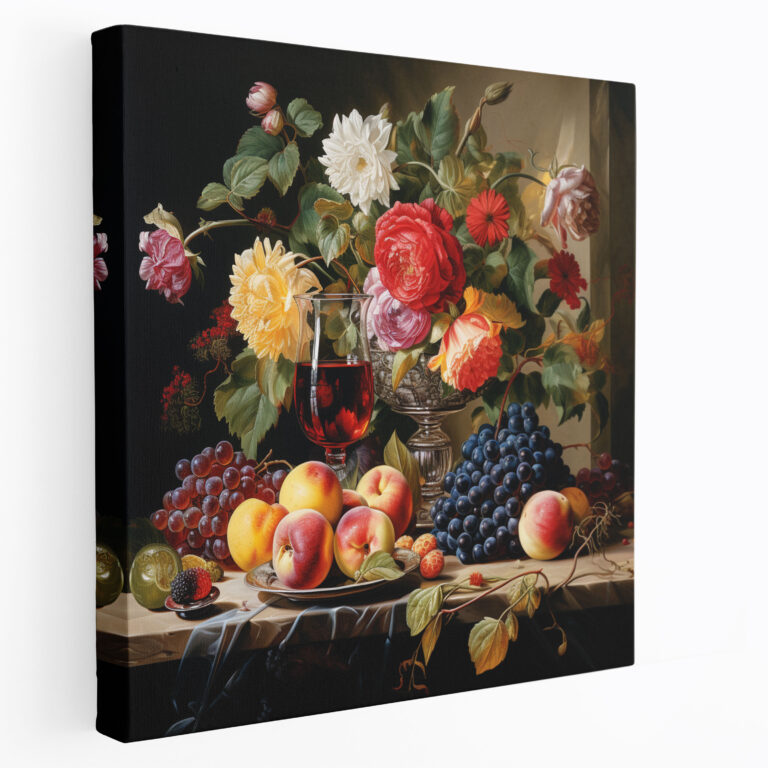 Classic Canvas Print - Fruits And Flowers - Classic, Home Decoration, Still Life Painting, Classic
