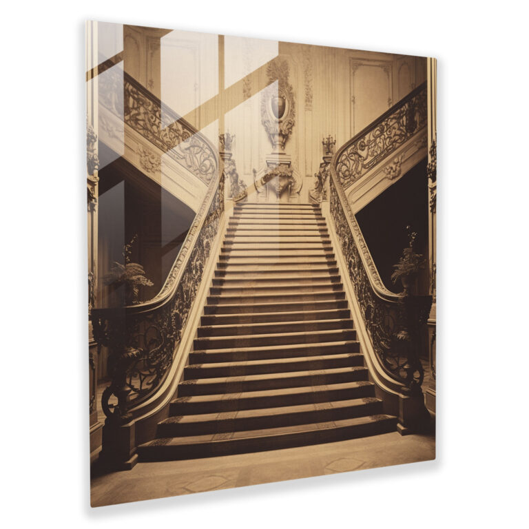 Classic Staircase Glass Print - Classic, Vintage, Glass Wall Art, Glass Art