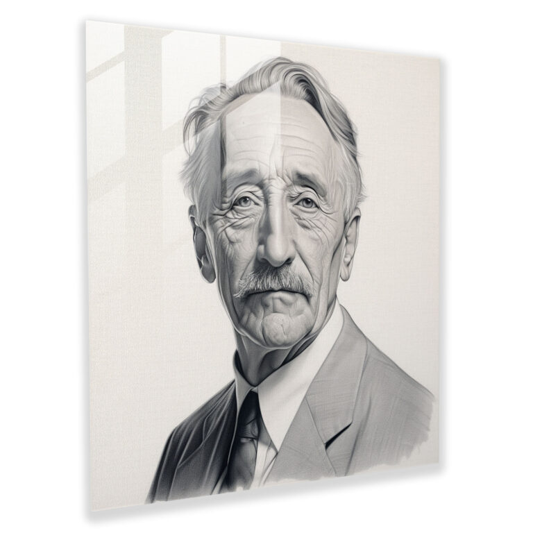 Classic Pencil Sketch Glass Print - Classic, Renowned Artist, Home Decoration, Wall Decoration