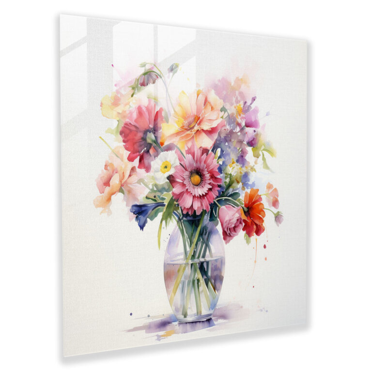 Classic Floral Glass Print - Classic, Wall Decoration, Vibrant Flowers, Glass Wall Art