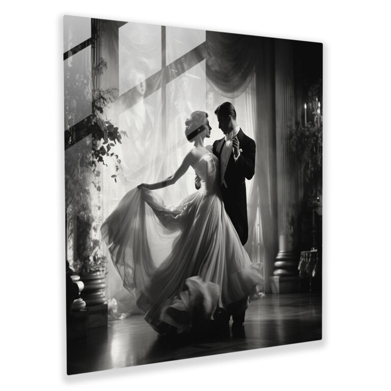Classic Ballroom Glass Print - Classic, Home Decoration, Classic, Black And White