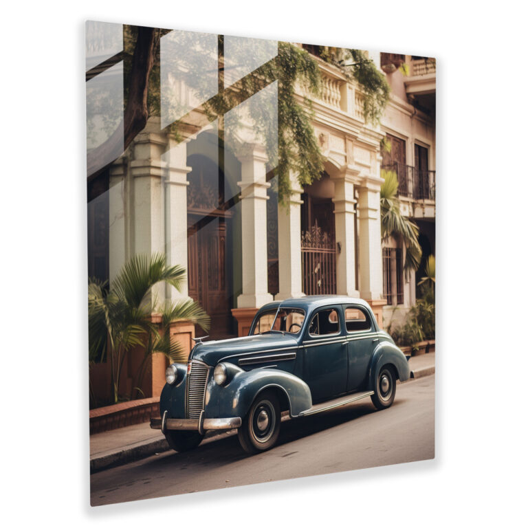 Classic Vintage Car Glass Print - Classic, Nostalgia, Home Decoration, Charm