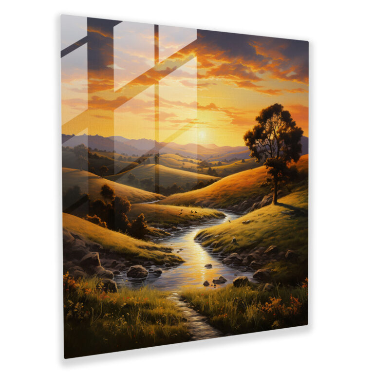 Classic Sunset Glass Print - Classic, Nature-Inspired Artwork, Wall Decoration, Glass Print