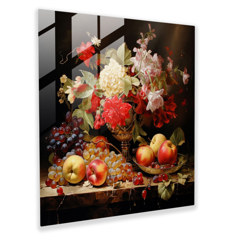 Classic Still Life Glass Print - Classic, Modern Art, Abundance, Beauty