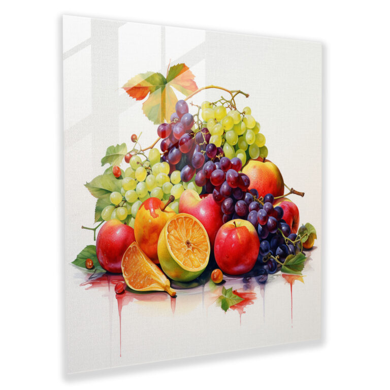 Classic Still Life Glass Print - Classic, Watercolor Painting, Pop Of Color, Glass Print