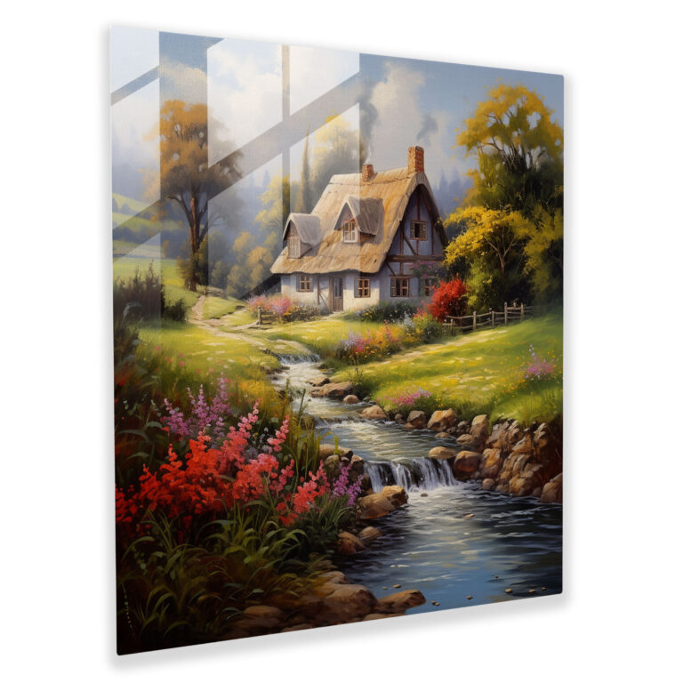 Classic Landscape Cottage Glass Print - Classic, Glass Print, Wall Decoration, Tranquility