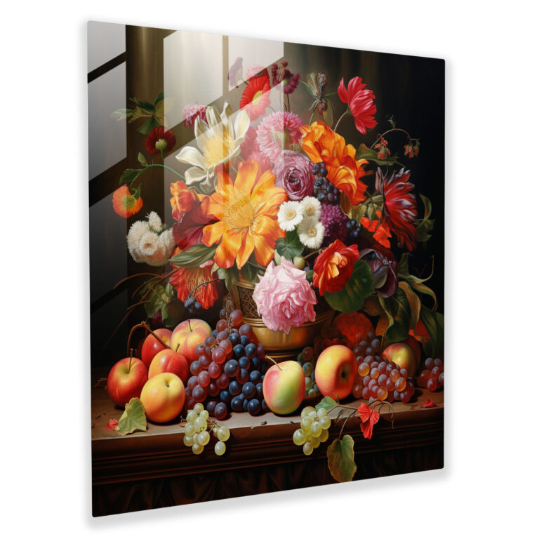 Classic Glass Print - Bountiful Still Life - Classic, Elegance, Still Life Painting, Home Decoration
