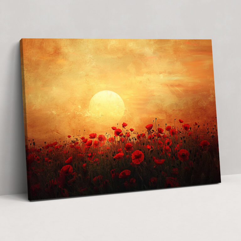 Sunrise Field Of Poppies Claude Monet Style Canvas Print - Claude Monet, Canvas, Wall Decoration, Canvas Wall Art