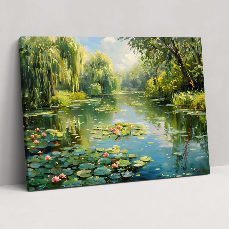Claude Monet Lakeside Water Lilies Canvas Print - Claude Monet, Wall Art, Home Decoration, Canvas Wall Art