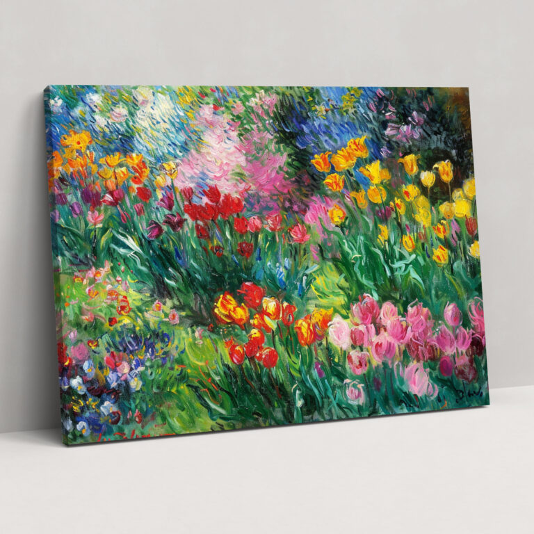 Claude Monet Colorful Tulip Garden Canvas Print - Claude Monet, Canvas, Wall Art, Canvas Print