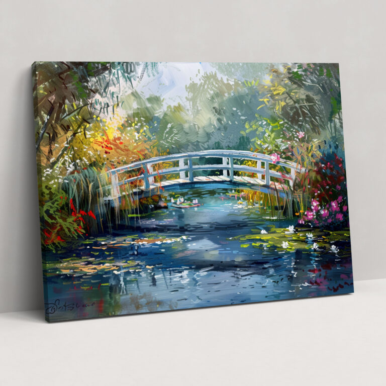 Peaceful River Bridge Wall Art - Claude Monet, Canvas, Claude Monet, Home Decoration