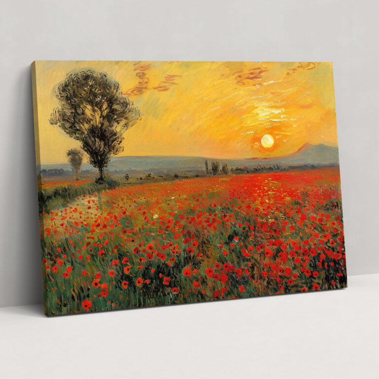 Claude Monet Poppy Field Sunset Wall Art - Claude Monet, Claude Monet, Canvas Wall Art, Home Decoration