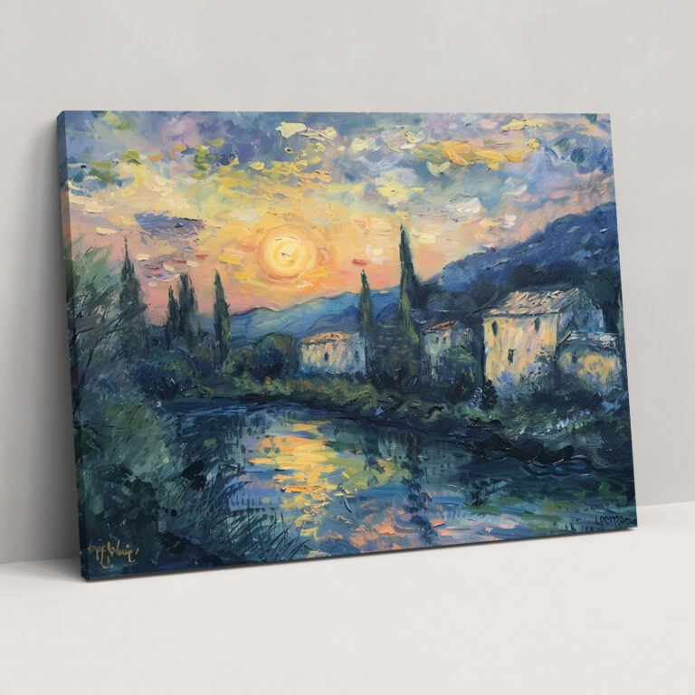 Sunset Village Claude Monet Wall Decoration - Claude Monet, Canvas, Canvas Wall Art, Wall Decoration