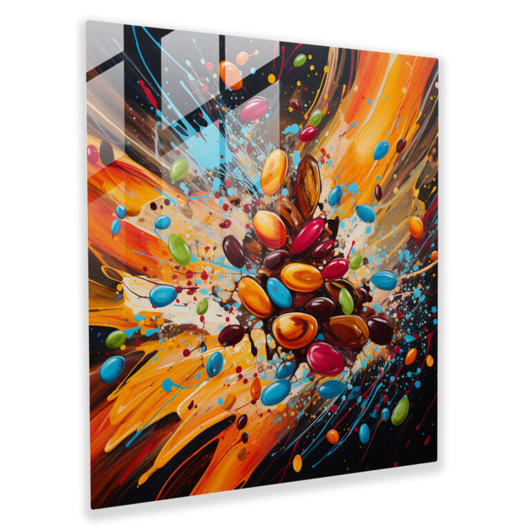 Colorful Coffee Abstract Glass Print - Coffee, Glass Wall Art, Abstract Painting, Vibrant