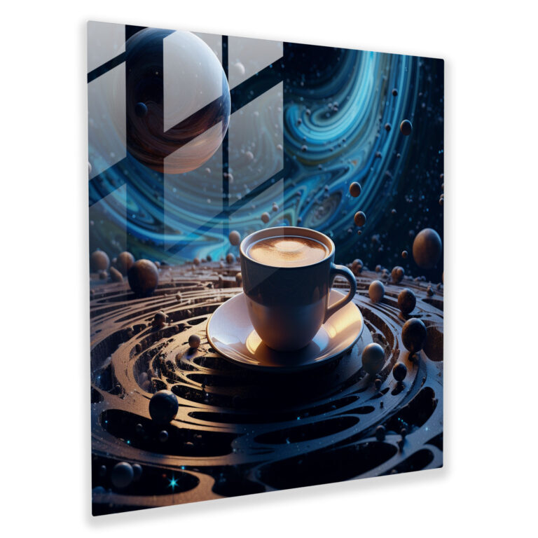 Celestial Coffee Surreal Glass Print - Coffee, Celestial Coffee Surreal Glass Print, Celestial Bodies, Glass Art