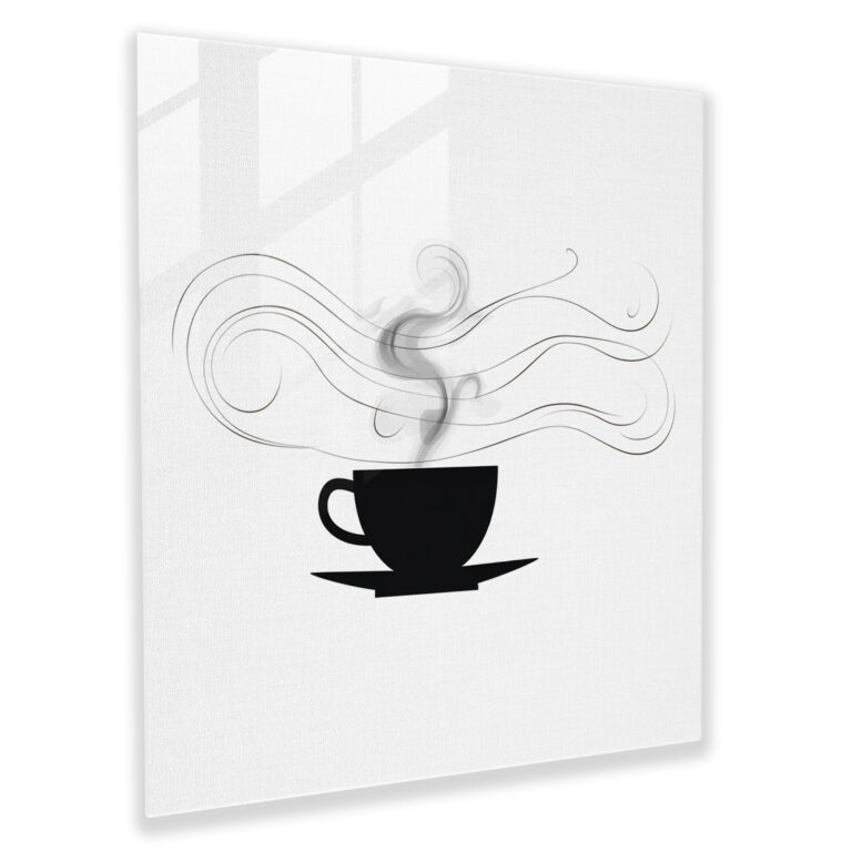 Coffee Minimalist Glass Print - Coffee, Glass Wall Art, Modern Art, Glass Print