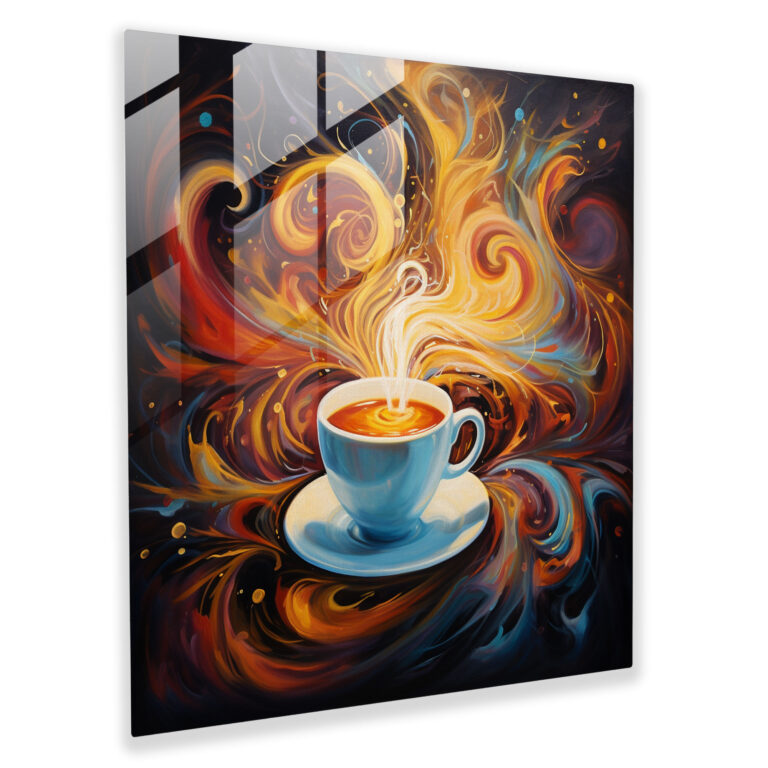 Coffee Energy - Modern Abstract Glass Print - Coffee, Steam, Coffee Energy, Glass Art