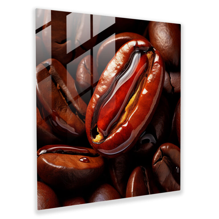 Bold Bean - Contemporary Digital Glass Print - Coffee, Sophistication, Rich Textures, Glass Wall Art