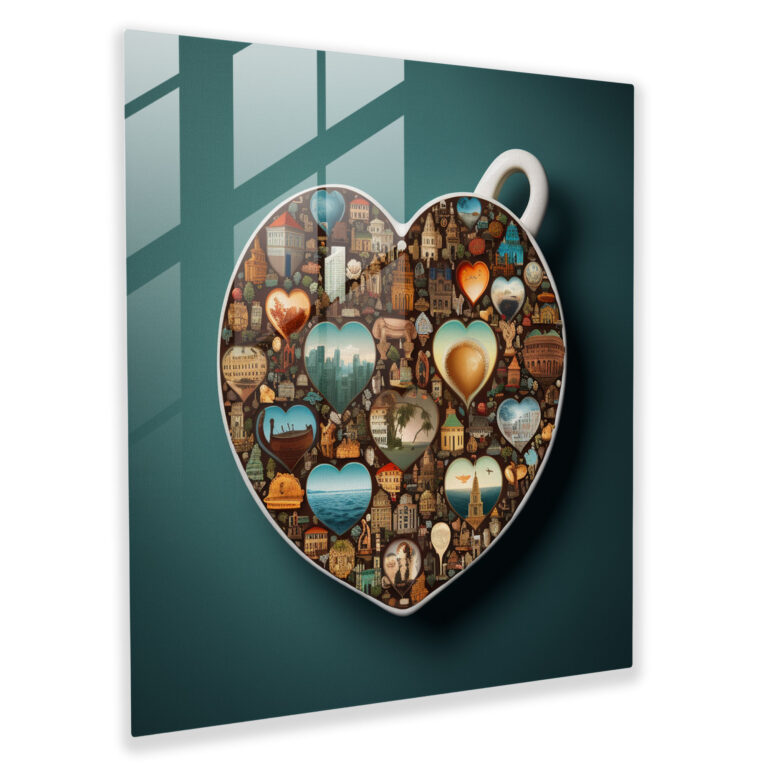 Global Coffee Cups Glass Print - Coffee, Home Decoration, Wall Decoration, Coffee