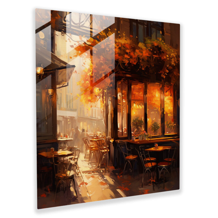 Cozy Coffee Shop Glass Print - Coffee, Impressionist Painting, Glass Wall Art, Home Decoration