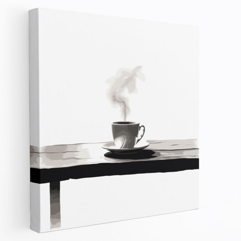 Coffee Sketch Canvas Print - Coffee, Cozy Cafe Table, Canvas Wall Art, Canvas
