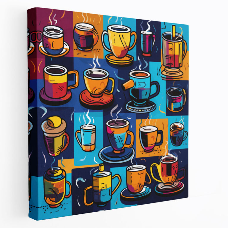 Coffee Canvas Print - Pop Art Coffee Cups Wall Art - Coffee, Canvas, Home Decoration, Coffee Canvas Print