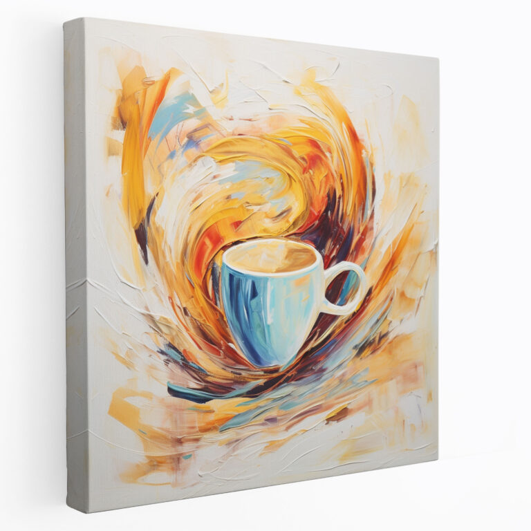 Abstract Coffee Mug Canvas Print - Coffee, Abstract Coffee Painting, Canvas, Canvas Wall Art