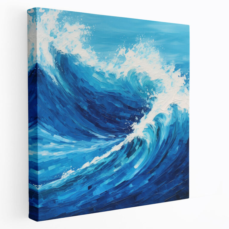 Cool Blue Waves Canvas Print - Cool, Acrylic Painting, Home Decoration, Serenity
