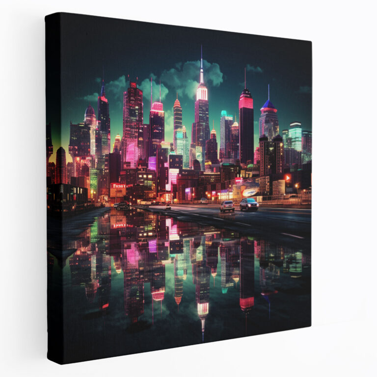 Cool Wall Decoration - Neon City - Cool, Cool Wall Decoration, Retro Aesthetics, Canvas Wall Art
