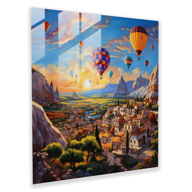 Breathtaking Glass Print of Panoramic View of Cappadocia's Landscapes - Contemporary Glass Wall Art for Home Decoration