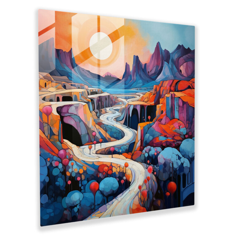 Radiant Impressions Glass Print - Abstract Contemporary Art, Cappadocia Valleys Landscape