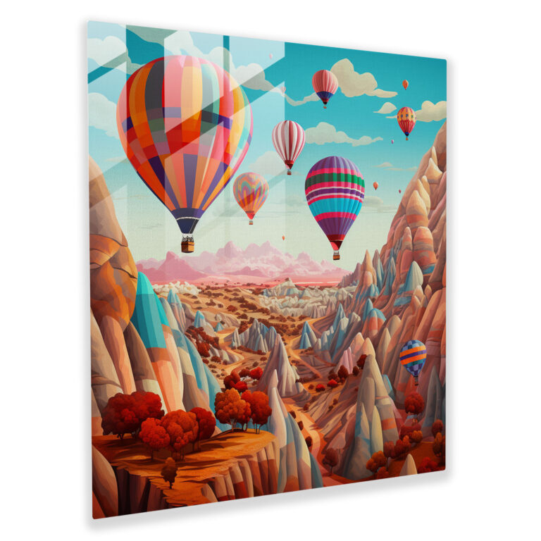 Color Fusion Glass Print - Dynamic Cappadocia Glass Wall Art for Home Decoration