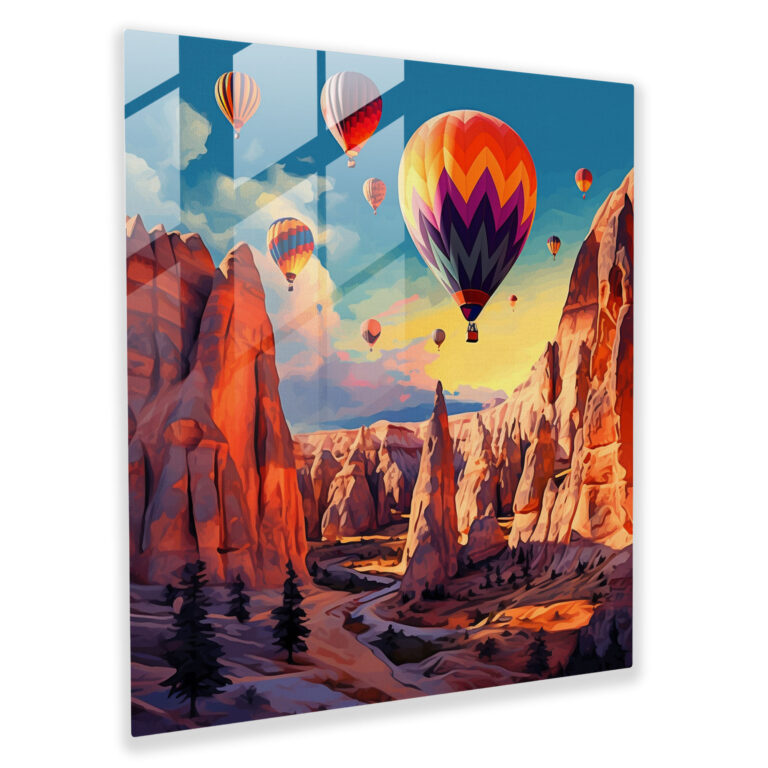 Futuristic Hot Air Balloon Digital Glass Print Wall Art Decoration