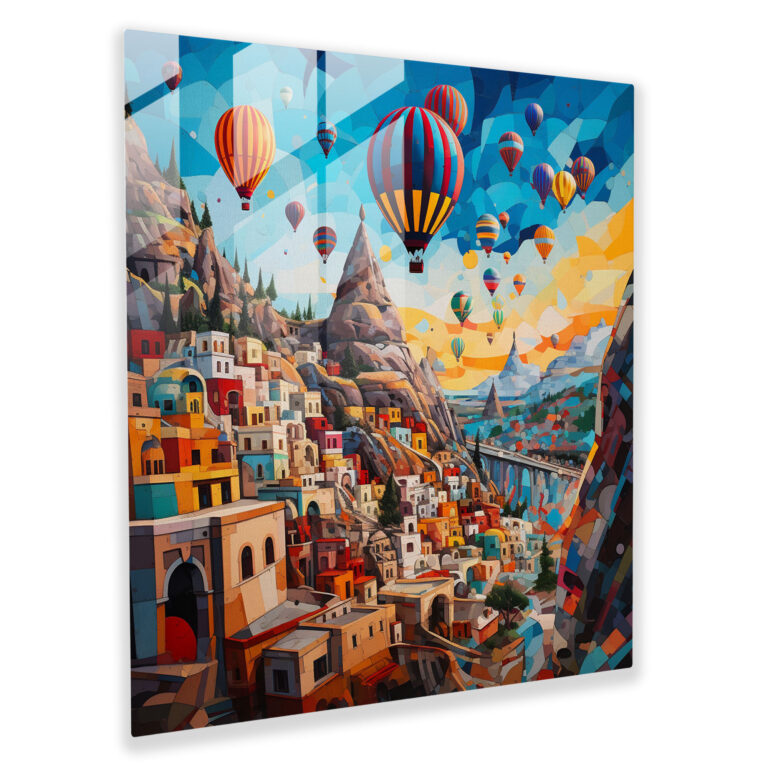 Playful Cappadocia Pop Art Collage Glass Print Wall Art Decoration