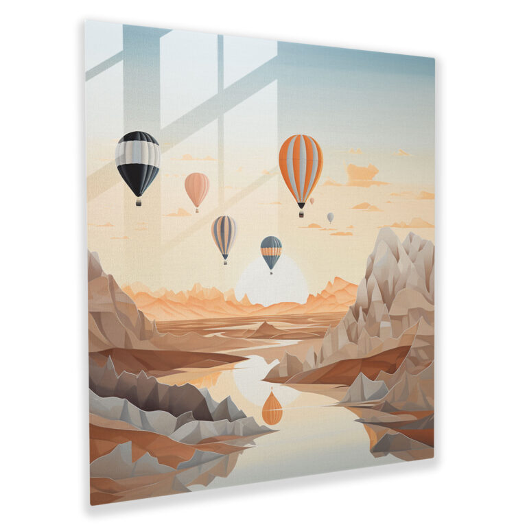 Minimalist Hot Air Balloon Ride Glass Print Wall Art Decoration