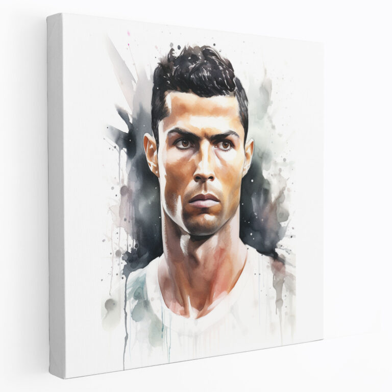 Cristiano Ronaldo Wall Art - Watercolor Portrait - Cristiano Ronaldo, Charismatic Expression, Watercolor Portrait, Wall Art