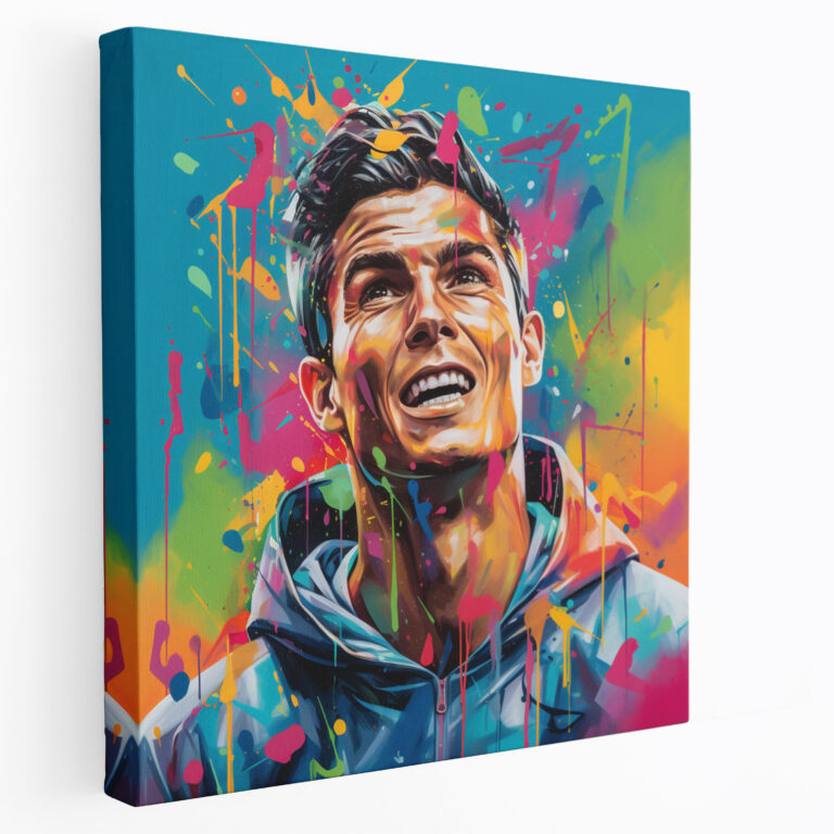 Cristiano Ronaldo Canvas Print - Graffiti-Inspired Artwork - Cristiano Ronaldo, Urban Aesthetics, Energy, Vibrant Spray Paint